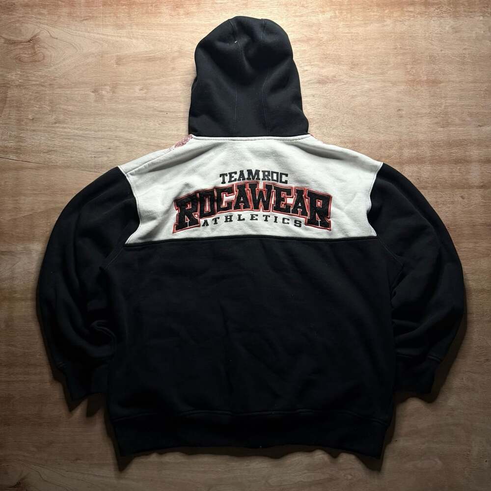 Vintage Y2K Rocawear Team Roc Athletics 2XL Full Zip Hoodie Hip Hop Streetwear